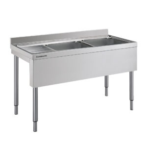 Angelo Po - 14L24S - SPÜLTISCH MIT OFFENER STRUKTUR 2 BECKEN CM 40X50X25H LINKE ABTROPFFLÄCHE
