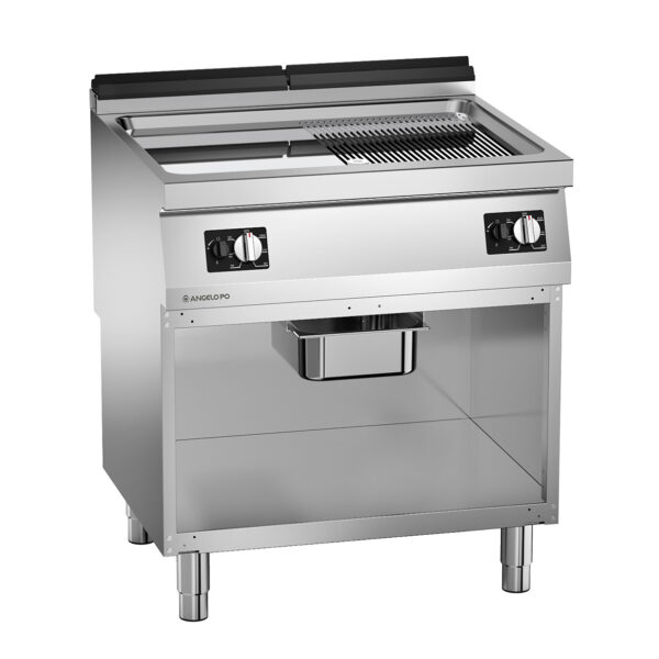 Angelo Po - 1S1FT6G - GAS-BRATPLATTE HARTVERCHROMTE GLATTE/GERILLTE PLATTE AUF SCHRANK