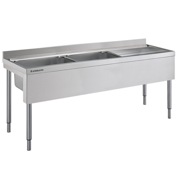 Angelo Po - 20L26D - SPÜLTISCH MIT OFFENER STRUKTUR 2 BECKEN CM 60X50X30H RECHTE ABTROPFFLÄCHE