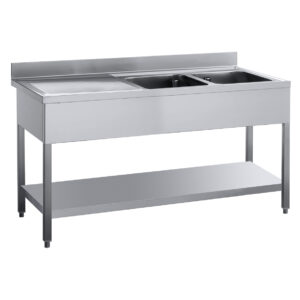 Angelo Po - E18L265S - SPÜLTISCH MIT OFFENER STRUKTUR 2 BECKEN CM 60X50X30H LINKE ABTROPFFLÄCHE