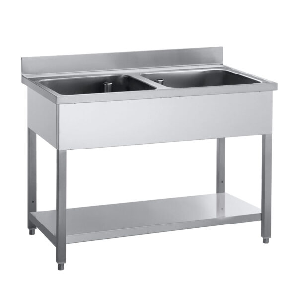 Angelo Po - E18L28 - Spültisch für töpfe 2 becken mit unterboden 180 cm