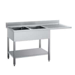 Angelo Po - E20L26DL - SPÜLTISCH MIT OFFENER STRUKTUR 2 BECKEN CM 60X50X30H RECHTE ABTROPFFLÄCHE