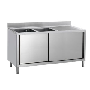 Angelo Po - ELA1826D - SPÜLTISCH MIT SCHRANKMÖBEL 2 BECKEN CM 60X50X30H RECHTE ABTROPFFLÄCHE