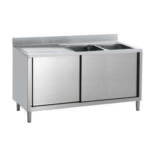 Angelo Po - ELA1826S - SPÜLTISCH MIT SCHRANKMÖBEL 2 BECKEN CM 60X50X30H LINKE ABTROPFFLÄCHE