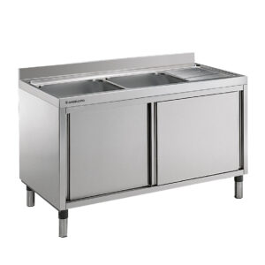 Angelo Po - LA1424D - SPÜLTISCH MIT SCHRANKMÖBEL 2 BECKEN CM 40X50X25H RECHTE ABTROPFFLÄCHE