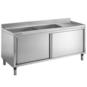 Angelo Po - LA1826D - SPÜLTISCH MIT SCHRANKMÖBEL 2 BECKEN CM 60X50X30H RECHTE ABTROPFFLÄCHE