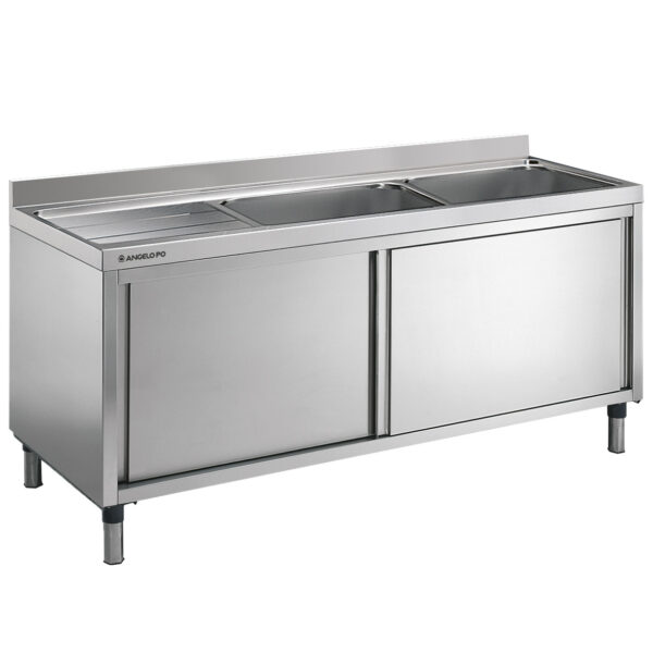Angelo Po - LA1826S - SPÜLTISCH MIT SCHRANKMÖBEL 2 BECKEN CM 60X50X30H LINKE ABTROPFFLÄCHE