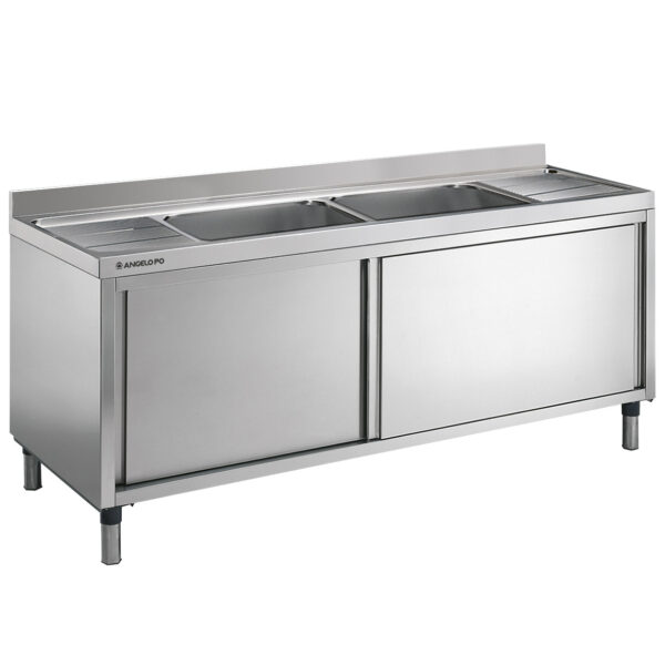 Angelo Po - LA2226 - SPÜLTISCH MIT SCHRANKMÖBEL 2 BECKEN CM 60X50X32,5H 2 ABTROPFFLÄCHEN