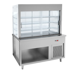 Angelo Po - SG4PRC - Dreistufige Vitrine mit Klappen und gekühltes Oberteil auf offenem Schrank - 4 GN